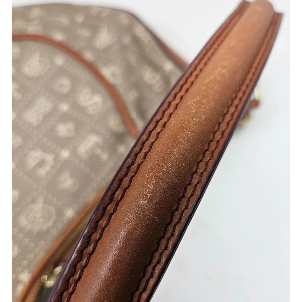 LANCEL SALVADOR DALI (2012) Daligramme Hobo Handbag Brown Cloth Leather Trim